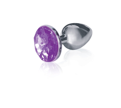 Silver Bejeweled Stainless Steel Starter Butt Plug Violet Purple|Silver > Anal Range > Jewel Butt Plugs