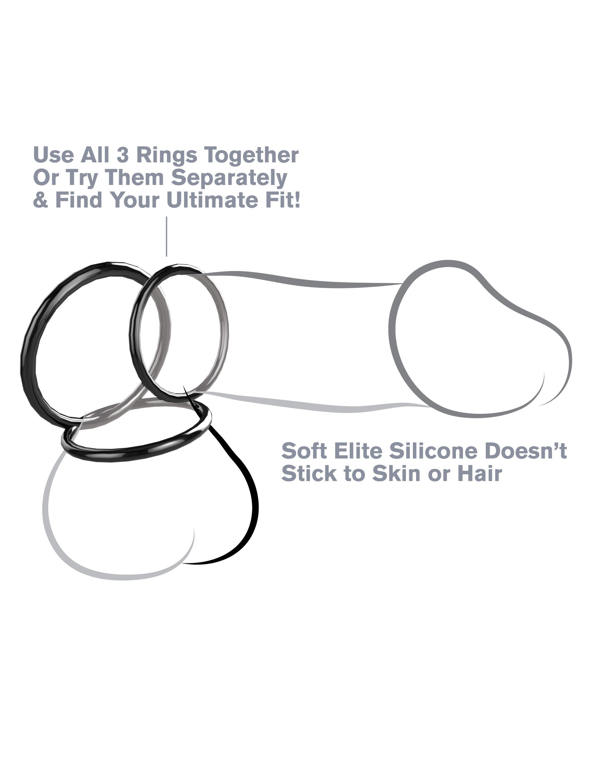 Fantasy C-Ringz Silicone Stamina Set (Black) – Silicone Ring Set COCK RING Set