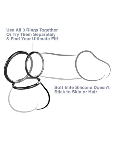 Fantasy C-Ringz Silicone Stamina Set (Black) – Silicone Ring Set COCK RING Set