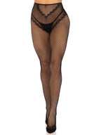 French Cut Crotchless Fishnet Tights With Heart Backseam Black > Clothes > Hosiery > Pantyhose & Tights