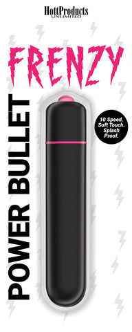 Frenzy Power Bullet Vibrator Black 10 Speed Splash Proof BULLETS