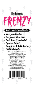 Frenzy Power Bullet Vibrator (Black) – Splash Proof 10 Speed Vibrator > Vibrators > Mini Vibrators