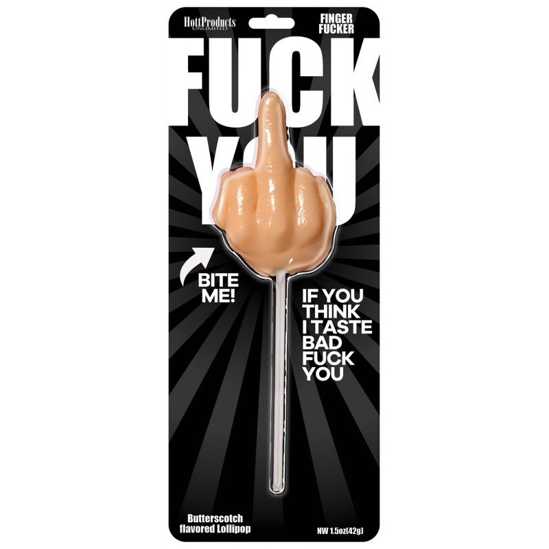 Fuck You Finger Fucker Lollipop – Butterscotch Flavored Edible > Novelties > Candy & Edible Items