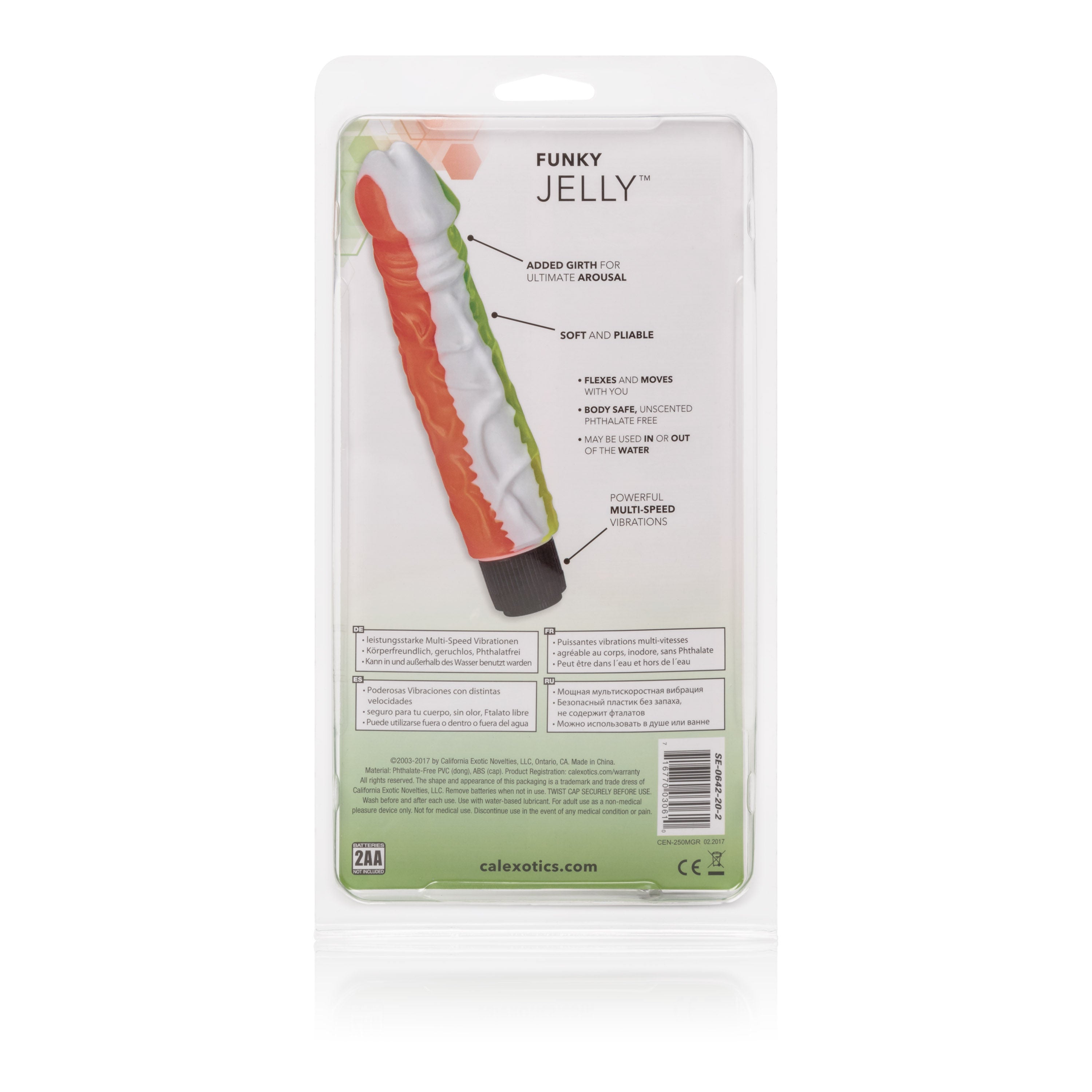 Funky Jelly Vibe 8 Inch Soft Jelly Adult Intimacy Toy Orange Green Vibrators