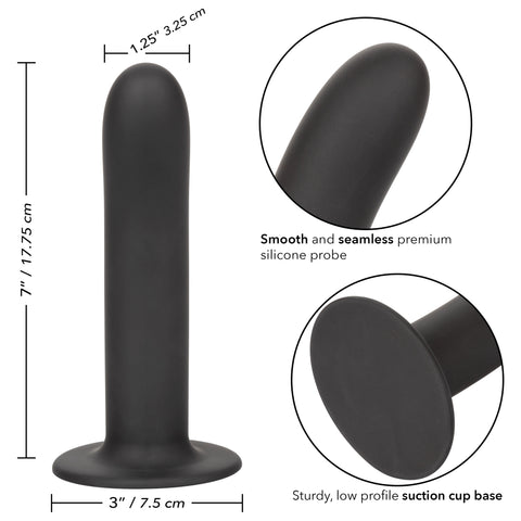 Boundless Smooth 7 Inch Black Suction Cup Probe Dildo Adult Toy Dongs Neutral