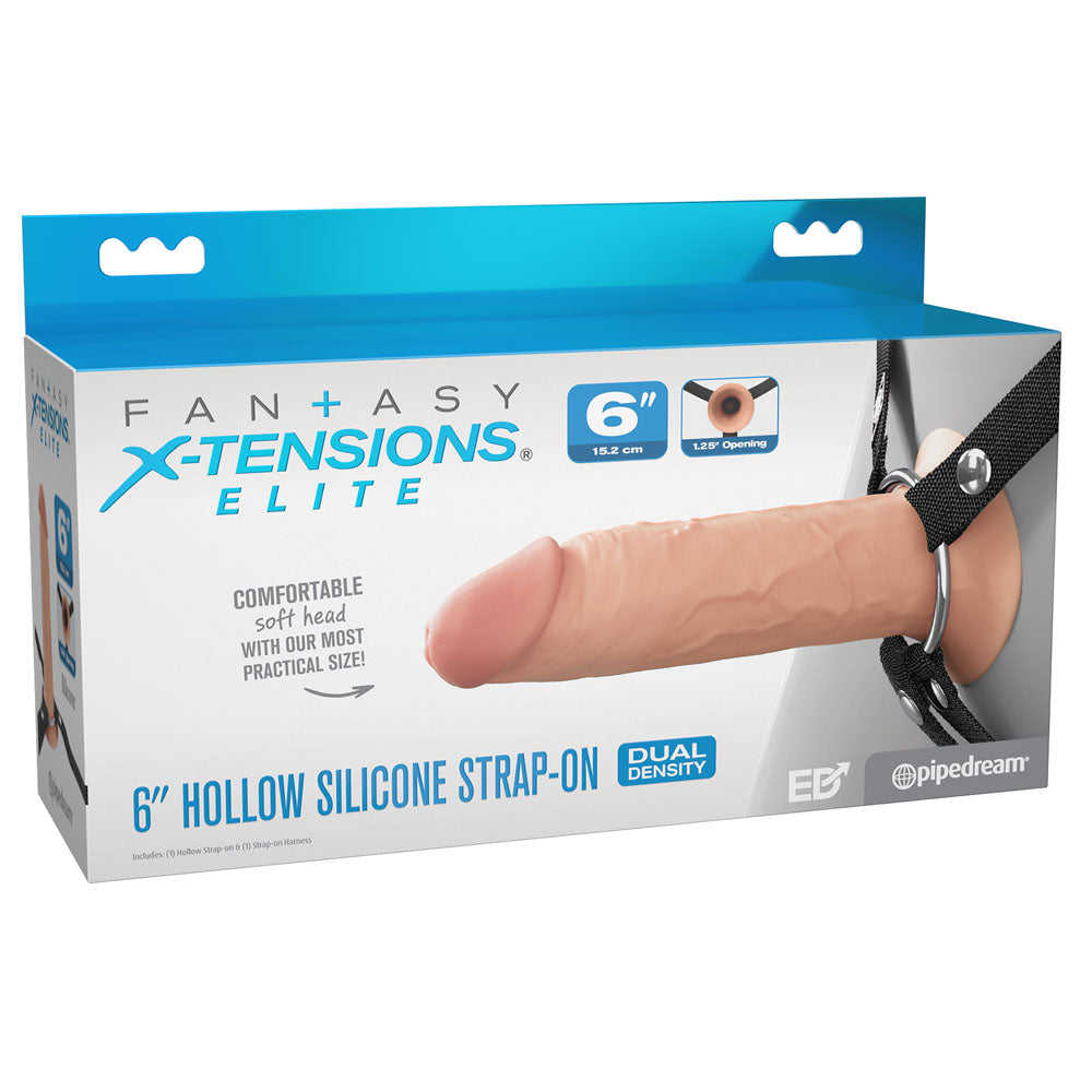 FX Elite 6 Inch Dual-Density Hollow Silicone Strap-On > Dildos > Hollow Strap Ons