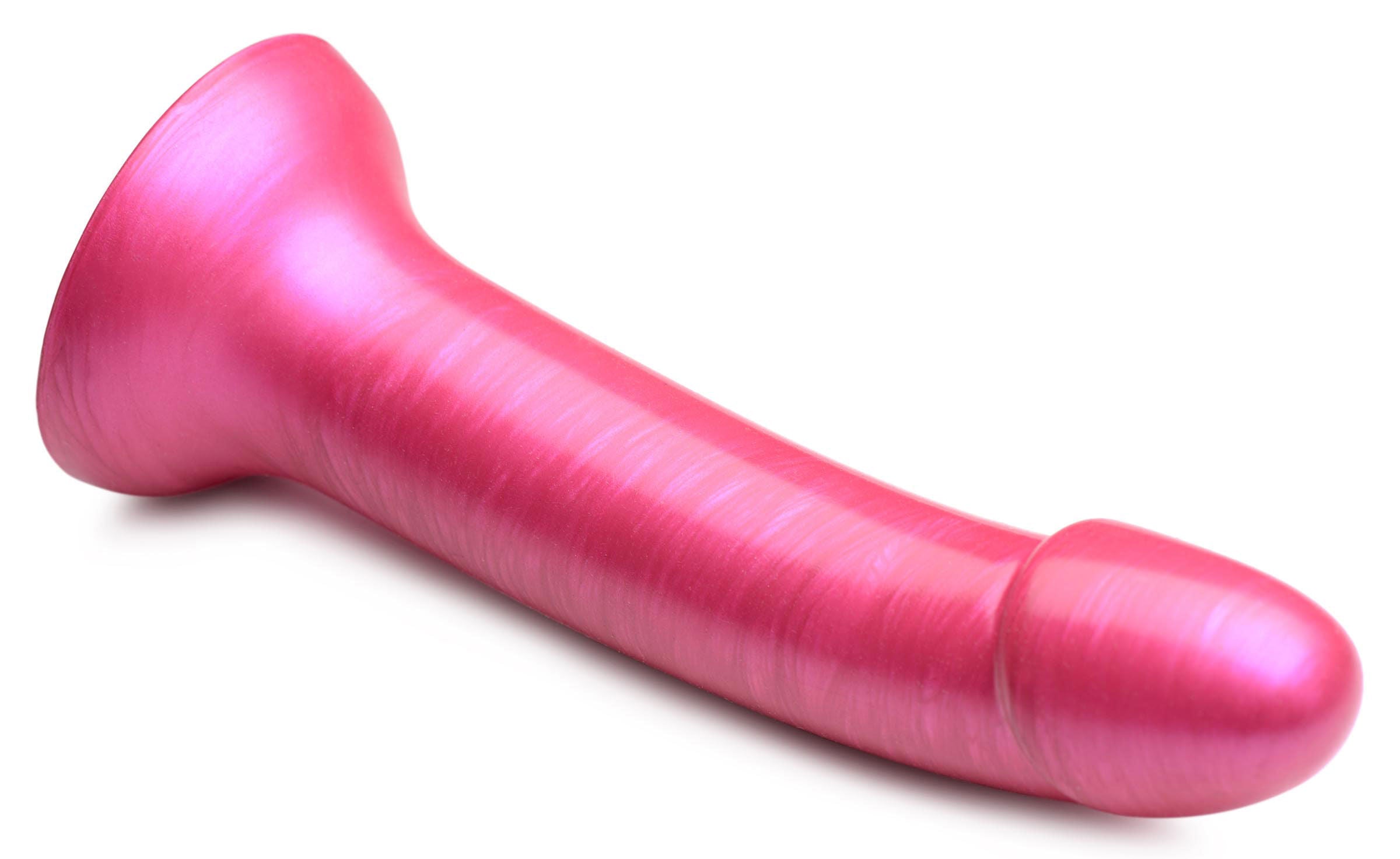 G-Tastic 7 Inch Metallic Pink Silicone Dildo with Suction Base Dongs Realistic