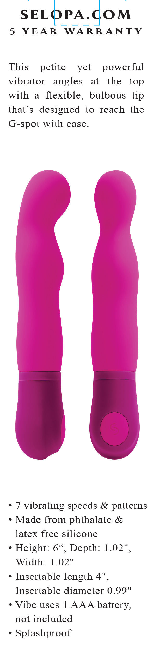 G Wow Pink G-Spot Vibrator with 7 Speeds and Flexible Tip Vibrators