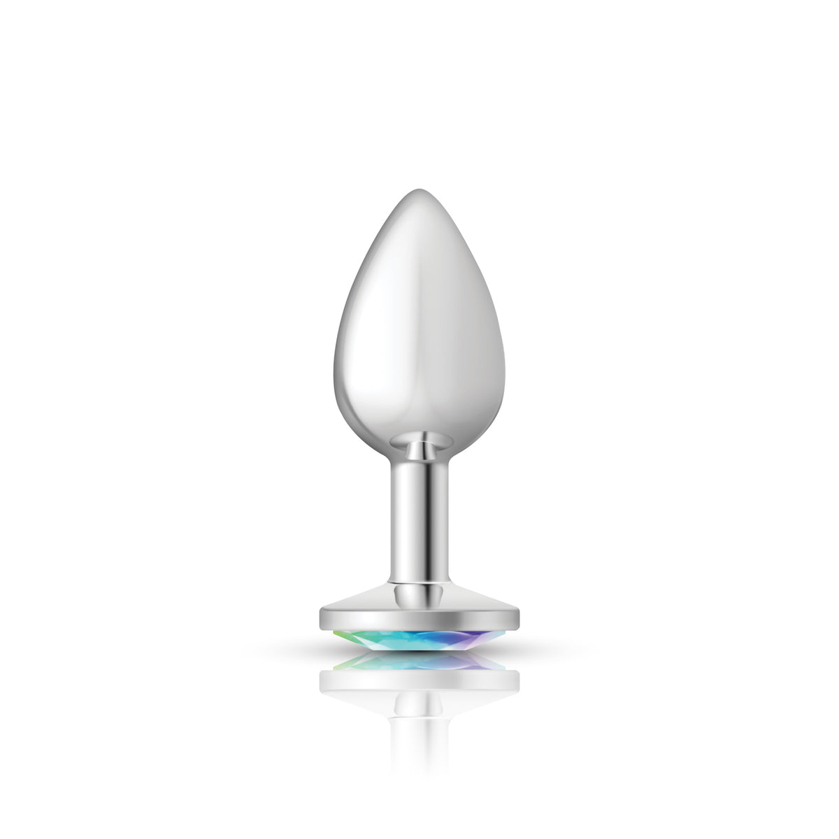 Cheeky Charms Silver Round Butt Plug with Clear Iridescent Jewel Small (6.78cm) > Anal Range > Jewel Butt Plugs