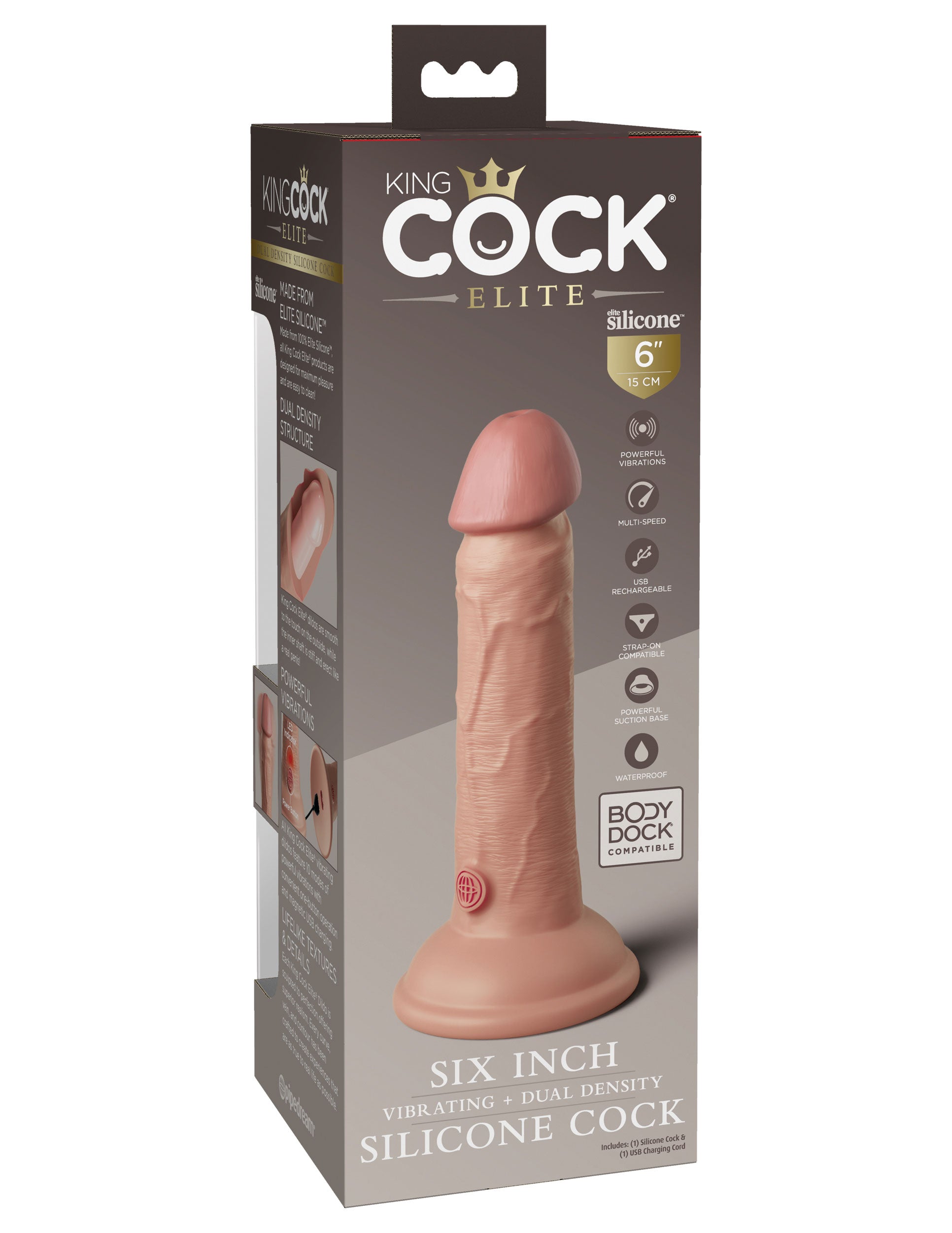 King Cock Elite 6 Inch Vibrating Dual Density Silicone Dildo Dongs Realistic