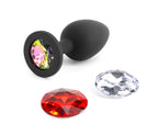 Glams Xchange Small Silicone Butt Plug with Interchangeable Gems Black Small > Anal Range > Jewel Butt Plugs