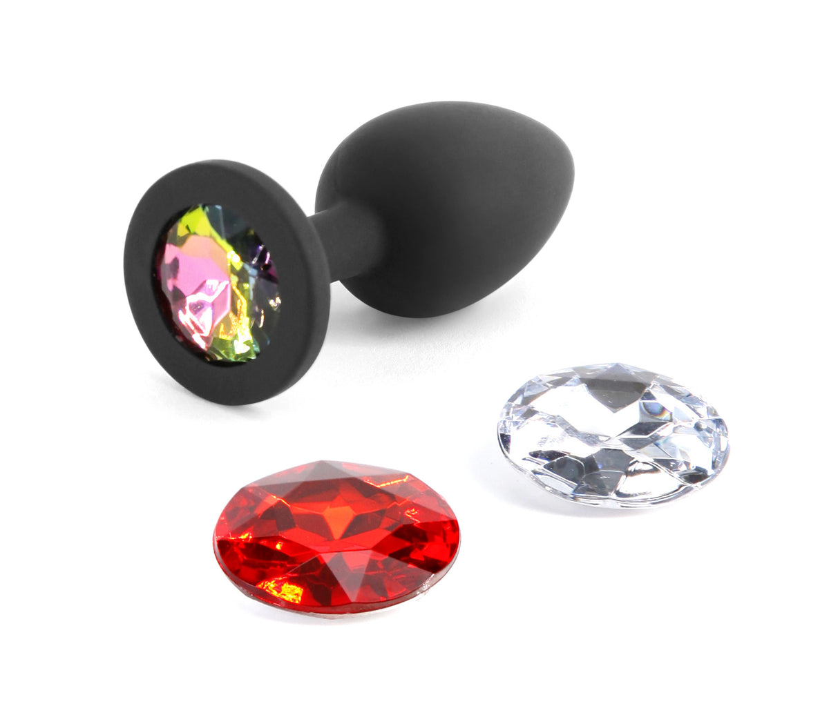 Glams Xchange Small 2.76 Inch Silicone Butt Plug with Interchangeable Gems Black Small > Anal Range > Jewel Butt Plugs