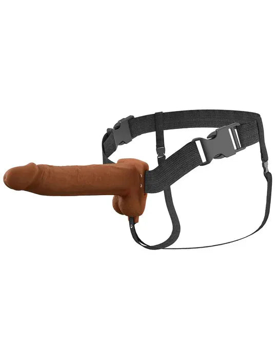 Fantasy X-Tensions Elite (Beige/Brown) – Vibrating Hollow Silicone Strap-On 8 Inch > Dildos > Strap On Harnesses