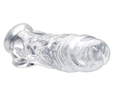 Realistic Clear Penis Enhancer and Ball Stretcher 8 Inch Clear SLEEVES