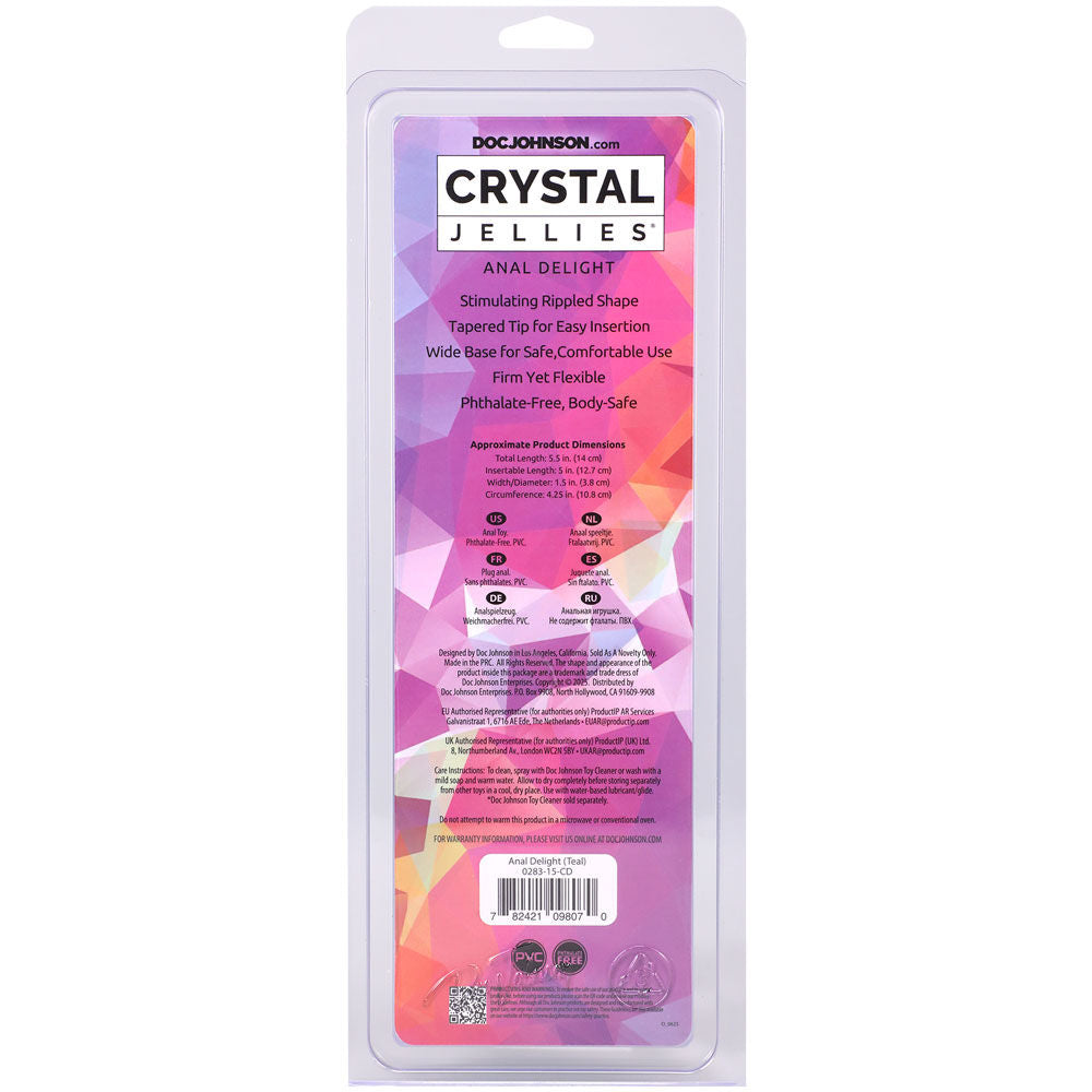 Doc Johnson Crystal Jellies (Teal) – 5 Inch Soft Anal Plug Teal > Anal Range > Butt Plugs