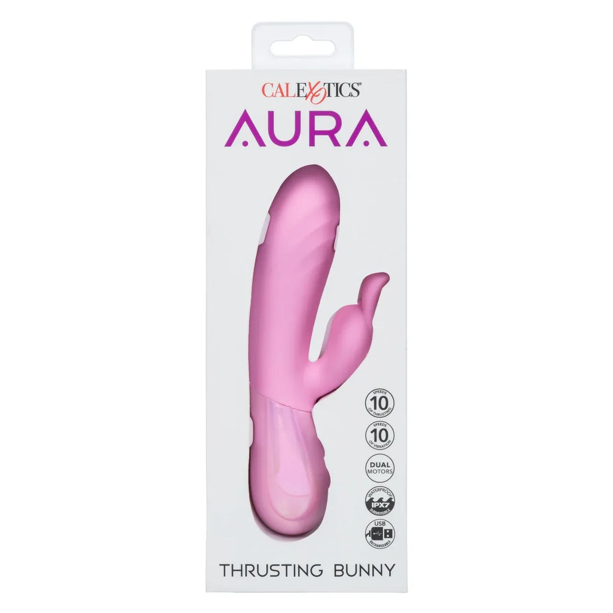 Aura Thrusting Rabbit Vibrator – Dual Motor Waterproof Silicone - 3.5" Insertable