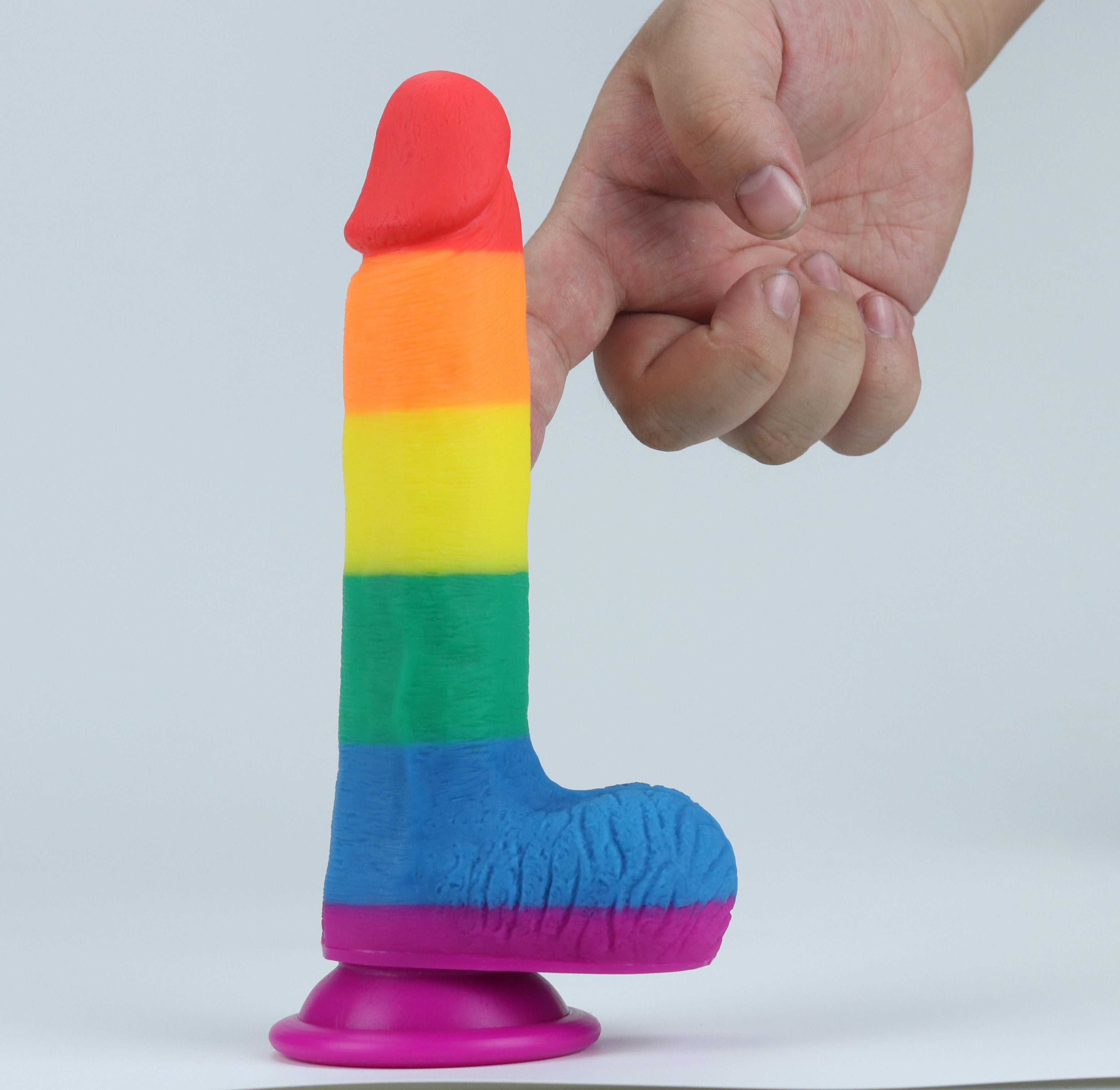Pride Rainbow Dildo – 100% Silicone Vibrant Rainbow Colors Realistic Dildo with Suction Cup Base > Realistic Dildos and Vibes > Neutral Dildos