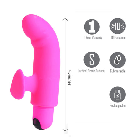 Sadie Silicone Finger Vibrator Pink With 10-Function Bullet Power Finger Stimulator