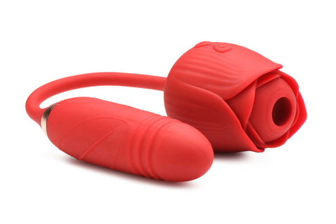 Bloomgasm Romping Rose Thrusting and Suction Vibrator Red Rose Stimulators