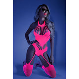 GLOW NO PROMISES Footless Teddy Bodystocking - Glow in Dark  - One Size