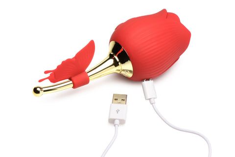 Bloomgasm Flutter Rose Clitoral Stimulator with Butterfly Teaser
