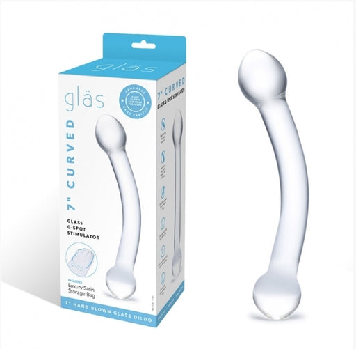 Glas 7 Inch Curved Glass G Spot Stimulator for Couples Clear DONGS Glass