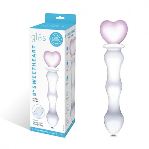 Glas Sweetheart (Pink) – Curved Glass Dildo 8 Inch DONGS Glass