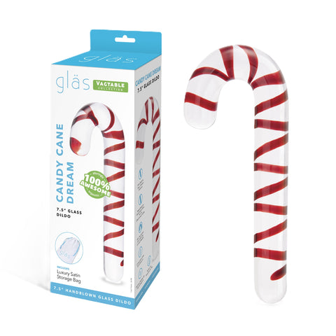 Candy Cane Dream 7.5 Inch – Glass Dildo Clear DONGS Glass