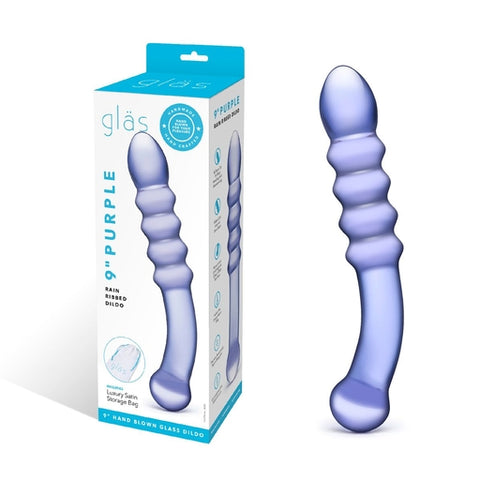 Purple Rain Ribbed Dildo (Purple) – Dual-Ended Ribbed Dildo Double Dongs