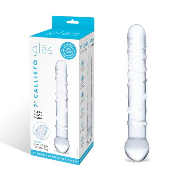 Callisto Clear Glass Dildo 7 Inch Spiraled Design for Pleasure Clear DONGS Glass
