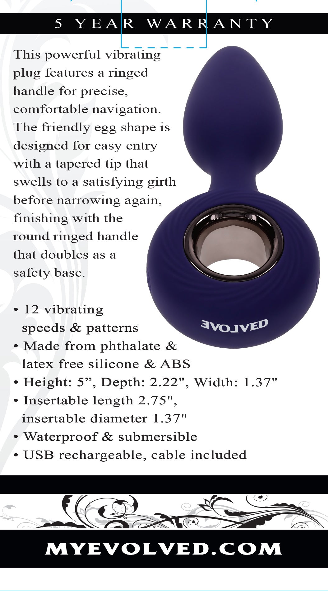 Evolved MY PRECIOUS Vibrating Plug 12.7cm Waterproof Blue Butt Plugs - Vibrating