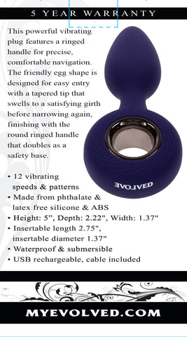 Evolved MY PRECIOUS Vibrating Plug 12.7cm Waterproof Blue Butt Plugs - Vibrating