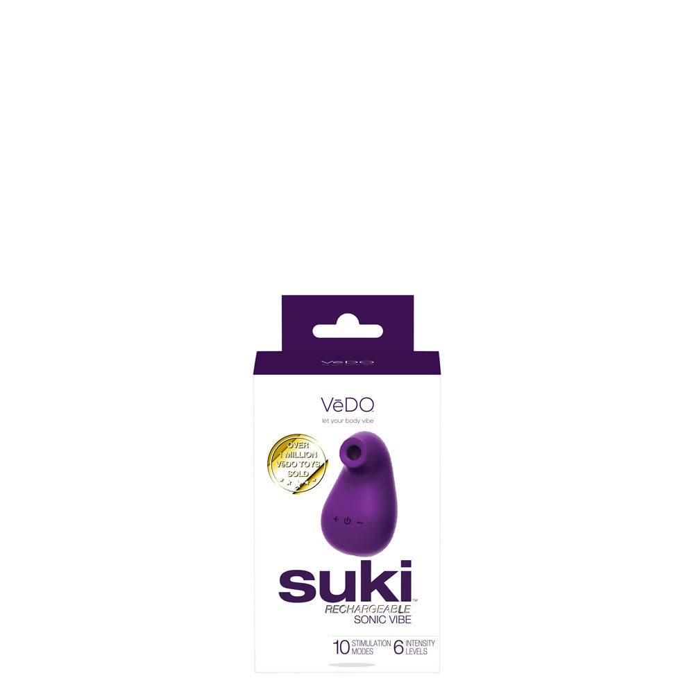 Suki Rechargeable Sonic Clitoral Vibrator with 10 Modes Purple Suction Stimulator