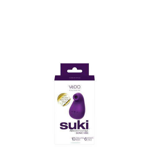 Suki Rechargeable Sonic Clitoral Vibrator with 10 Modes Purple Suction Stimulator