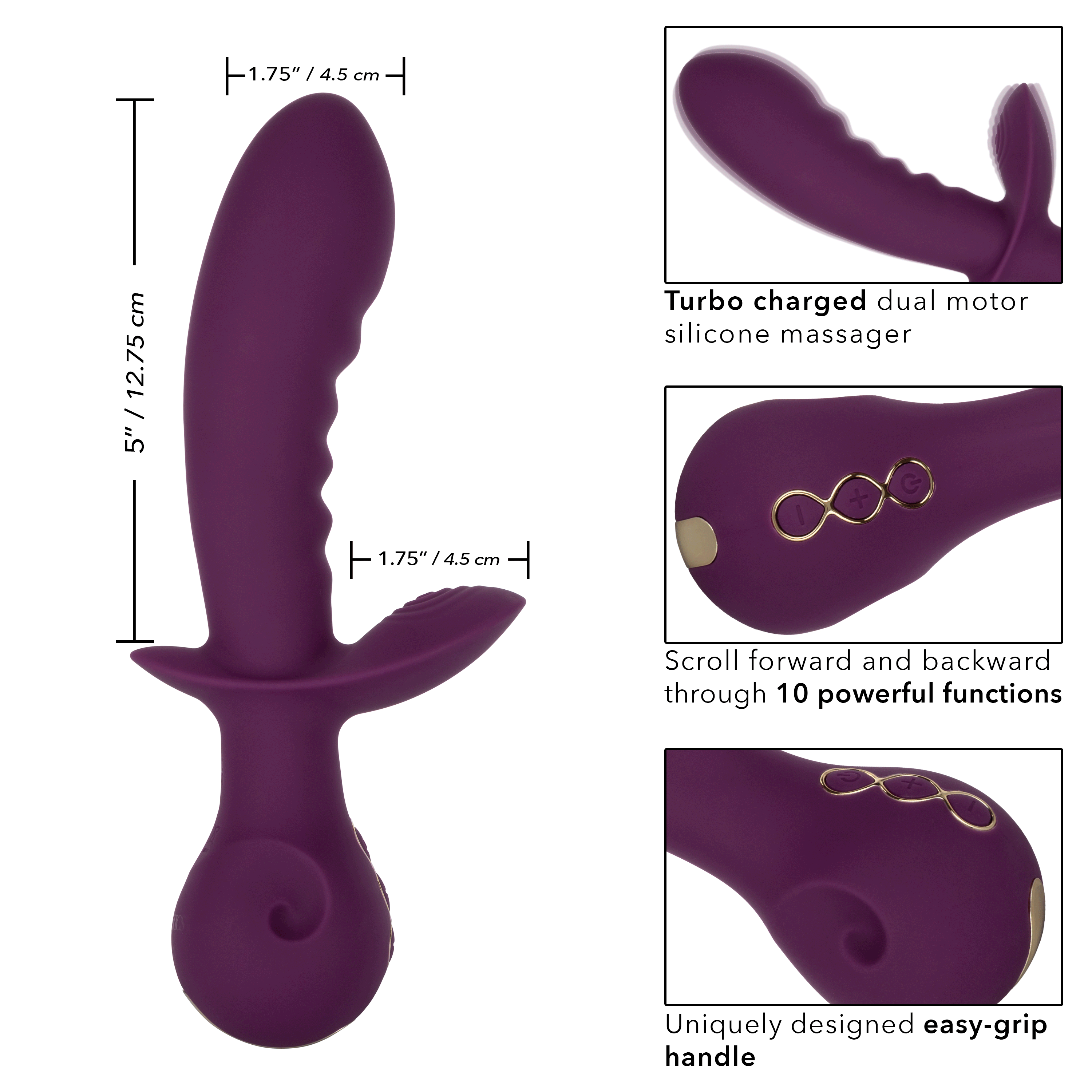 Obsession Lover Turbo-Charged Dual Vibrator in Purple with 10 Vibration Functions and Waterproof Silicone Design Vibrators