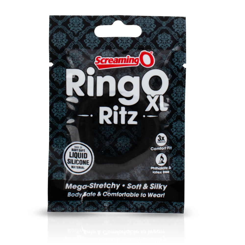 RingO XL Liquid Silicone Cock Ring in Black by Screaming O COCK RINGS