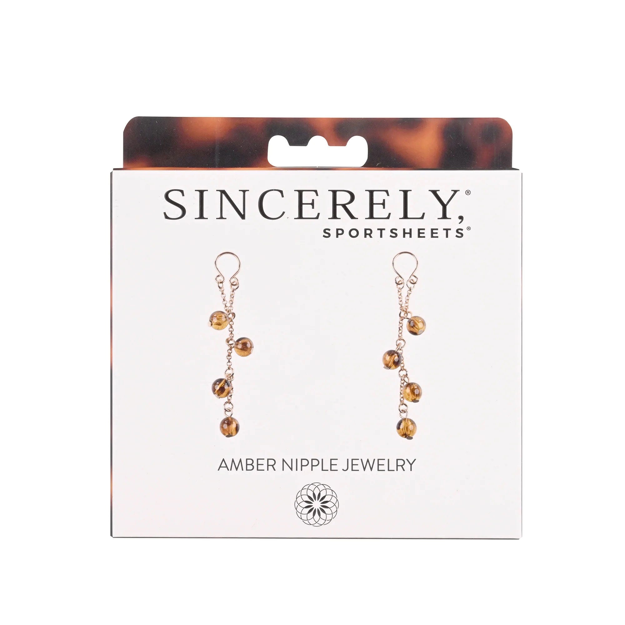 Amber Adjustable Gold-Plated Nipple Jewelry with Tortoiseshell Beads Body Jewelry (Non Piercing)
