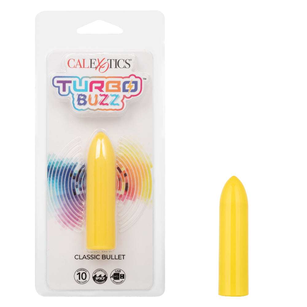 Turbo Buzz Classic Blue Bullet Vibrator Waterproof Rechargeable Yellow BULLETS