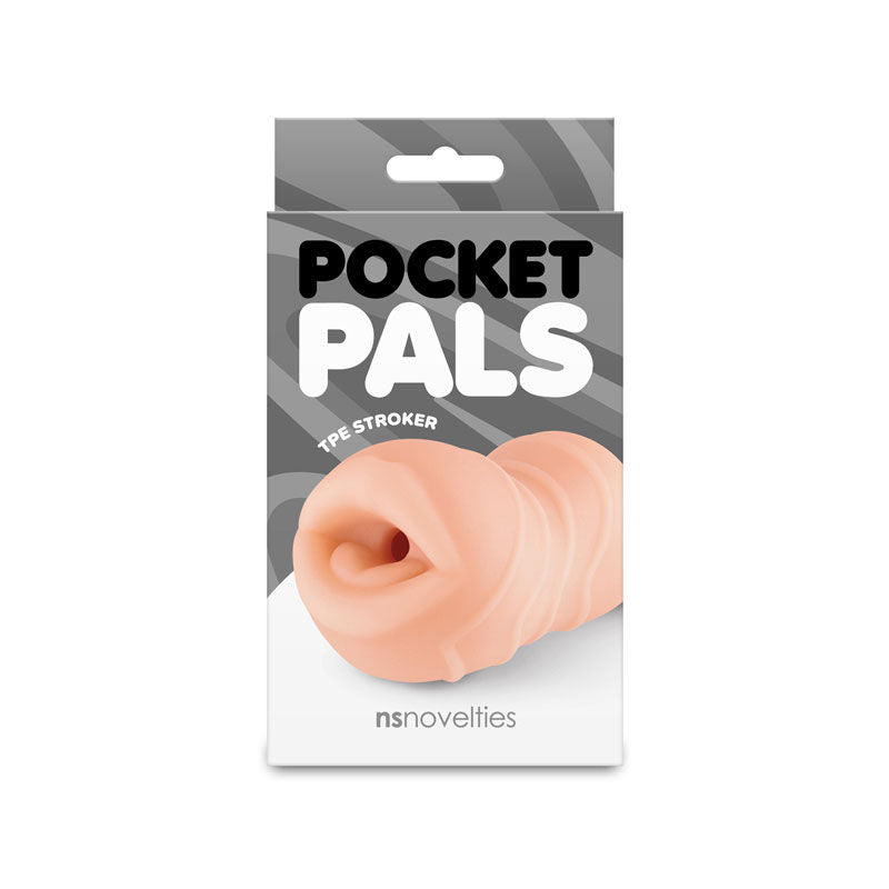 NS Novelties Pocket Pals (Brown) – Textured Mouth Stroker Sleeve Strokers - Manual