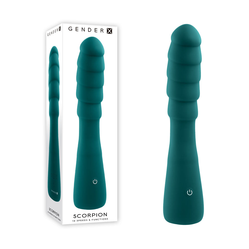 Gender X SCORPION Vibrator 21.2 cm Long Ribbed Design Green Vibrators