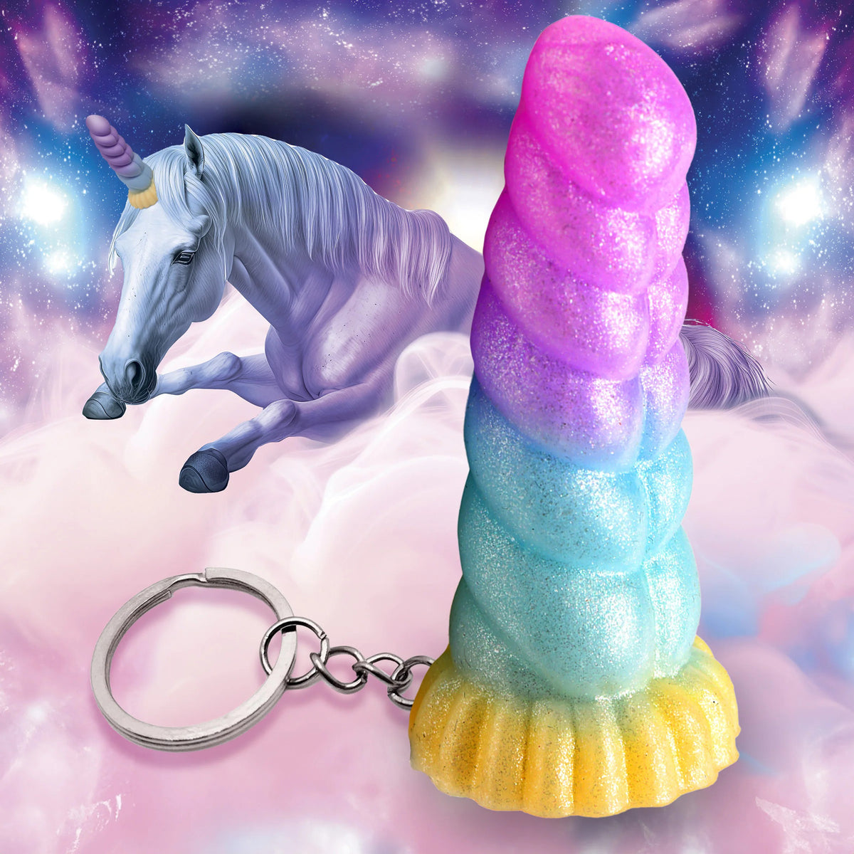 Mystique Unicorn Keychain Playful Novelty Adult Accessory Fantasy-Themed Keychain > Novelties > Gag Gifts