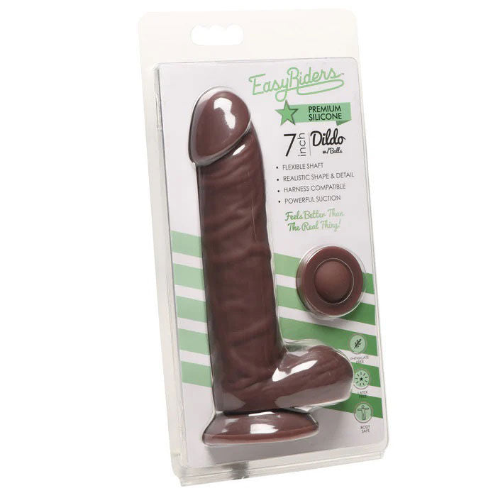7 Inch Silicone Dildo with Realistic Head and Balls Light Brown Dildos & Dongs