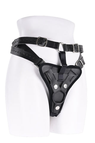 Sportsheets Aurora High Waisted Strap On Adjustable Strap-On Harness No Probe Included Black Size Up to 60 Inches Hip Harnesses & Strap-Ons