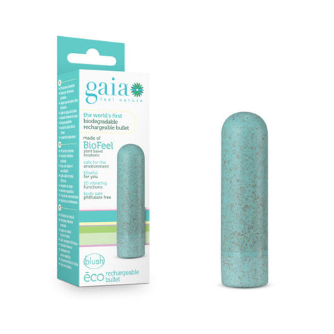 Gaia Eco Rechargeable Bullet Vibrator in Aqua for Intimacy BULLETS