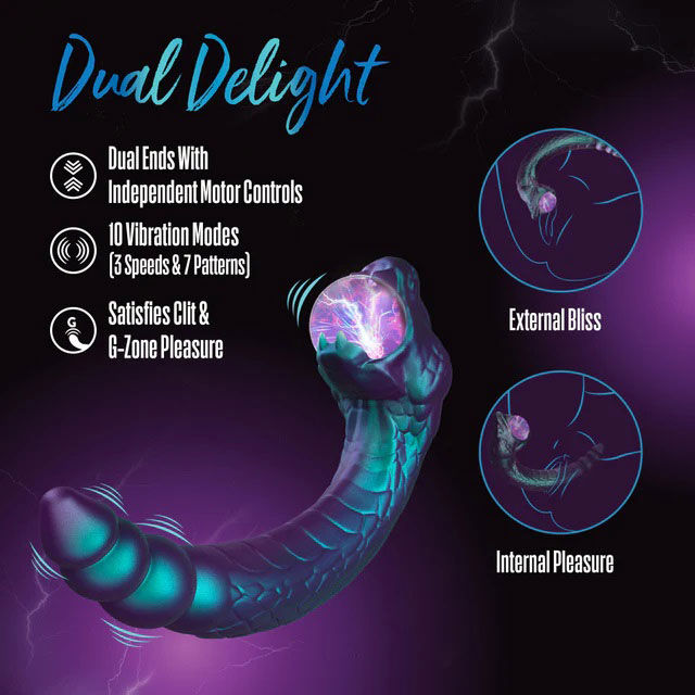 Temptasia Rattle Snake – Dual Motor Pulse Vibrator with Glowing Plasma Globe Vibrators
