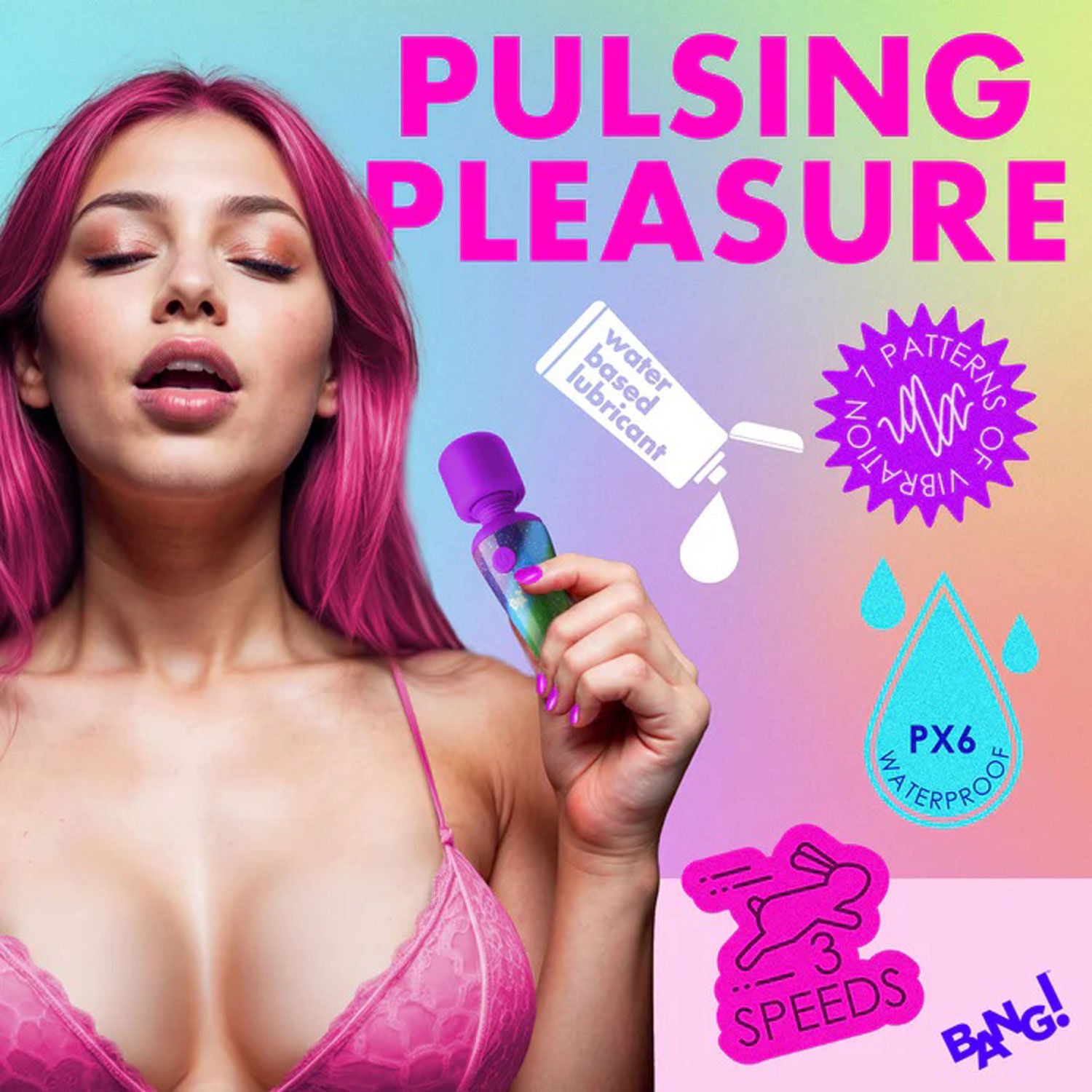 Rainbow Mini Wand Vibrator with 3 Speeds and Flexible Neck > Sex Toys For Ladies > Wand Massagers and Attachments