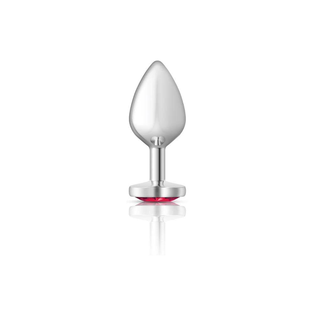 Cheeky Charms Silver Metal Butt Plug with Heart Pink Jewel Medium (8.03cm) > Anal Range > Jewel Butt Plugs