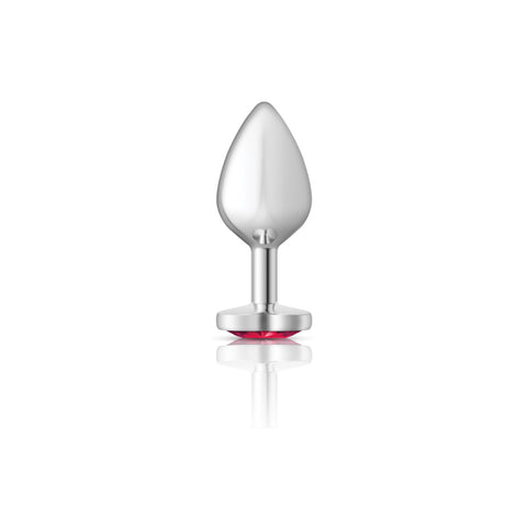 Cheeky Charms Silver Metal Butt Plug with Heart Pink Jewel Medium > Anal Range > Jewel Butt Plugs