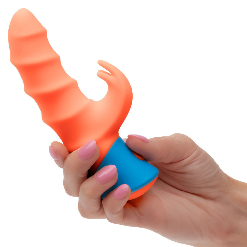 Rave Tickler Orange Silicone Dual Massager – Vibrant Design Intimate Massager > Sex Toys For Ladies > G-Spot Vibrators