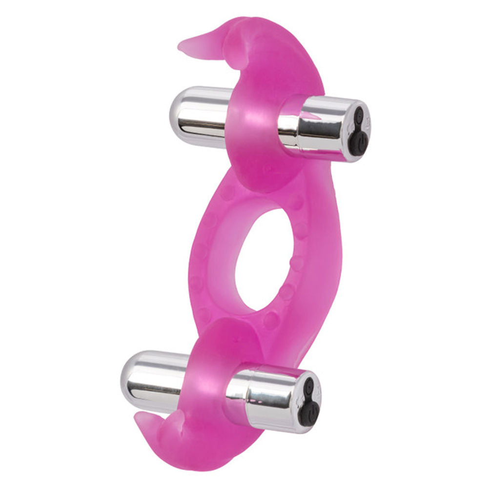 Silicone Triple Orgasm Erection Enhancer Pink Rechargeable Vibrator Pink Cock Rings Vibrating